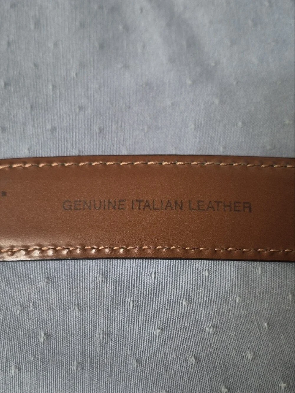 Handmade Italian Cognac Leather Belt with Brushed Silver Buckle Mens 36 Classic